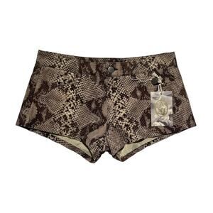 Leather snake print shorts